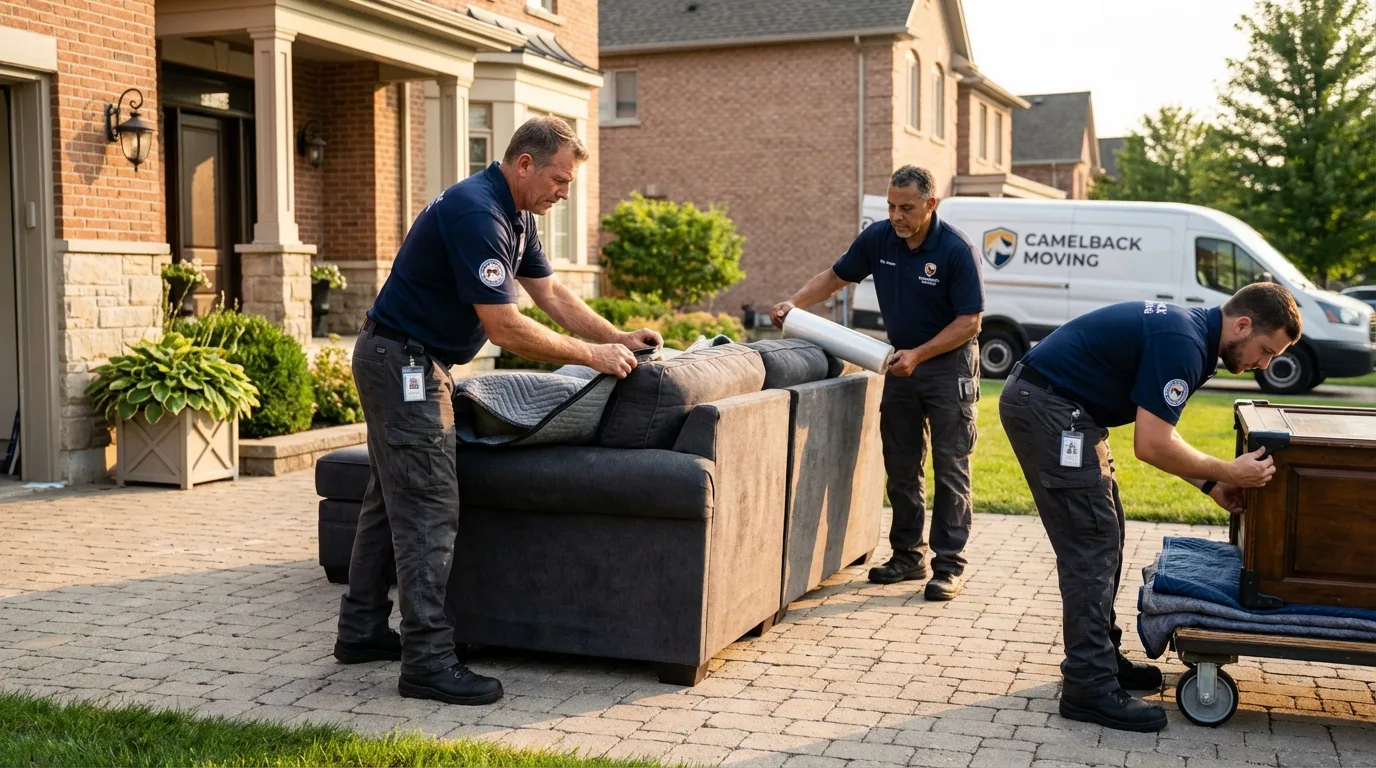 Large estate moving crew wrapping furniture in Vail, CO